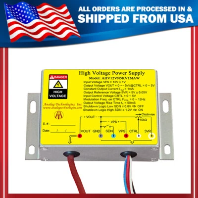 AHV12VN5KV1MAW High Voltage DC-DC Power Supply 12V Input Negative 5kV 1mA Output - Image 1 of 4