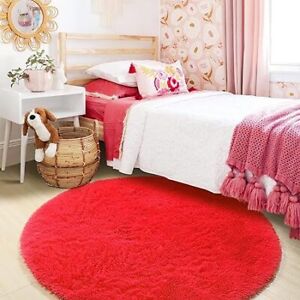 Soft Round Area Rug for Bedroom Fluffy Circle Rug Kids Indoor Plush Rugs 4x4