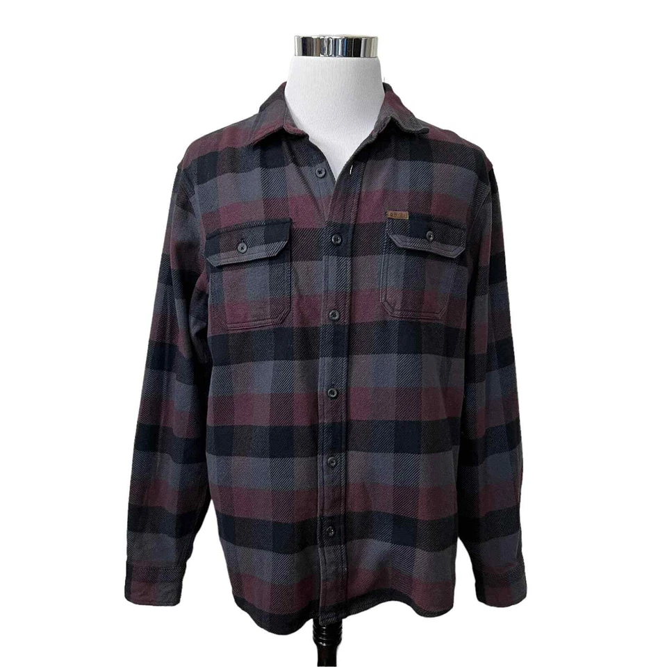 ORVIS Mens Large Plaid Purple Black 100% Cotton Shacket Chore Jacket - Image 1 of 4