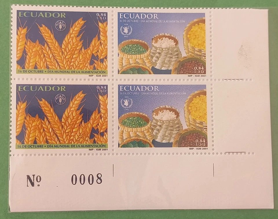 Ecuador 2001 Sc#1592 World Food Day (Block) - Image 1 of 1