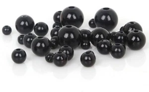 Sassy Bears Black Plastic Round Beads for bears, dolls and crafts. - Picture 1 of 2