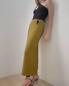 CHRISTOPHER ESBER Dual Loop Column Skirt Women's Sz 8 RRP$690 Tobacco BNWT - Foto 1 di 10