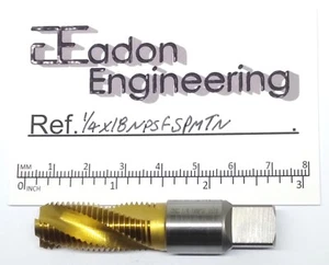 1/4 Zoll x 18TPI NPSF (National Pipe Straight-Fuel) Spiral Maschinengewindebohrer, HSSE. Von OSG - Bild 1 von 4
