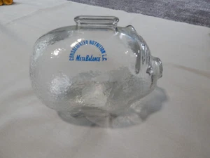 Vintage? Large "Anchor Hocking" Textured Glass Piggy Bank~Meta Balance Nutrition - Picture 1 of 8