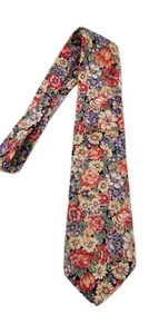 Boston Traders Herren Designer Krawatte Grün Lila Rosa Blumenmuster Vintage " - Bild 1 von 2