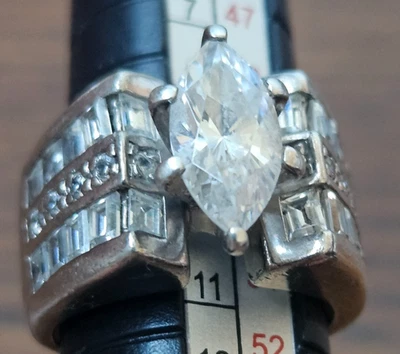 Amazing CZ-Marquise cut Center Stone w/Baguette accents set on Sterling Silver - Image 1 of 4