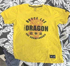 Bruce Lee T Shirt The Dragon One Championship MMA Fighting M Mens Yellow - Picture 1 of 3