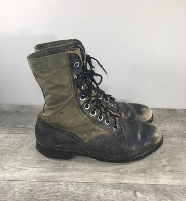 Botas de combate de cuero vintage de la guerra de Vietnam con patrón tropical para hombre talla 10 Foto 1 de 4