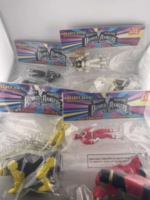 McDonald's Mighty Morphin Power Rangers 1995 lote de 4 - negro blanco rojo amarillo Foto 1 de 4