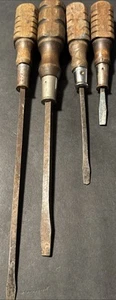 Mac Tools Vintage Flat Head Screw Drivers Wooden Handles Lot Of 4 - Foto 1 di 7