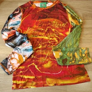 UK8 Jaded London X Sydney Your Bestie Long Sleeve Top 90s Festival Orange Green - Picture 1 of 10