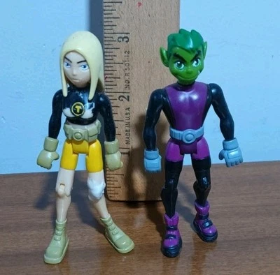 Beast Boy vs Terra Figure 2004 Bandai Teen Titans Go! 3.5" Near Complete  - Image 1 of 4