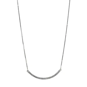 Ladies 14K White Gold 0.38ct Diamond Bar Necklace - Picture 1 of 7