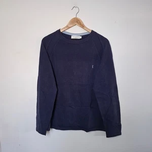 YVES SAINT LAURENT Mens Navy Long Sleeve Pullover Cotton Jumper Size Large - Picture 1 of 7