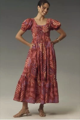 Maxi Vestido Farm Rio x Anthropologie Manga Abullonada Talla S Nuevo con Etiquetas Foto 1 de 4