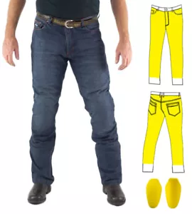 Mens Blue Motorcycle Protective Jeans Fully Lined Level 1 Protection + CE Armour - Picture 1 of 6