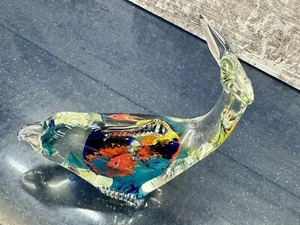 Murano Style Glass Dolphin  Figurine Art Glass Paperweight Angel Fish Aquarium - Picture 1 of 10
