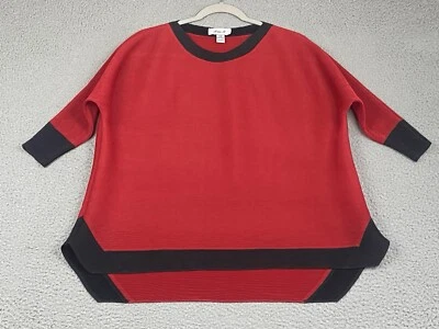 Aris A Women Asymmetric Crinkle Pleats Tier Art-to-Wear Top Sz S/M Red Black EXC - image 1 of 4