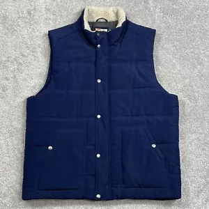 Ruffhewn Vest Mens Large Blue Full Snap Zip Sherpa Collar Pockets Puffer Style - Picture 1 of 13