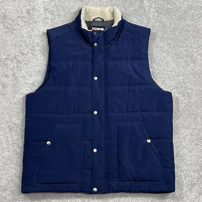 Chaleco Ruffhewn Para Hombres Grande Azul Cremallera Completa Cuello Sherpa Bolsillos Estilo Puffer Foto 1 de 4