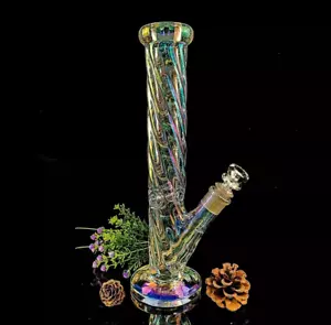 12" THICK Iridescent Beaker BONG Glass Water Pipe HEAVY Helix Girly - Picture 1 of 5