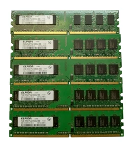 ELPIDA 2GB Ram 2RX8 PC2-6400U-666 EBE21UE8ACWA-8G-E 10 GB Total Lot of 5 - Picture 1 of 11