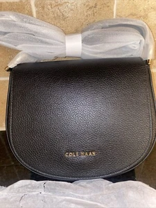 COLE HAAN Leather Crossbody Saddle Bag Flap Magnetic Adjustable Strap - Picture 1 of 10
