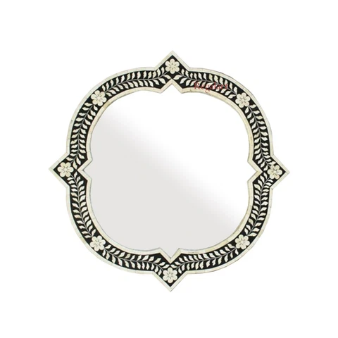 Handmade Bone Inlay Wall Mirror Frame Floral Design Hanging Vintage Home Decor Cover