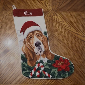 BASSET HOUND DOG Handcrafted Needlepoint Wool Claws Collection Christmas Stoking - Picture 1 of 3