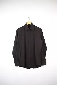Dolce & Gabbana GOLD Sleeve Logo Dark Brown Formal Shirt - Picture 1 of 11
