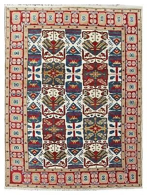 8x10 Red Hand Made Checkered Traditional Area Rugs, Oriental Floor Carpet • 2,549.80$