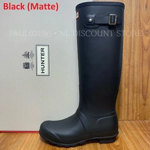 Botas para mujer HUNTER originales altas de goma impermeables ~ negras (mate) - Imagen 1 de 7