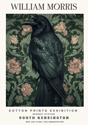 Vintage William Morris Crow Floral Cotton Exhibition Prints Wall Poster Print — 第 1/4 张图片