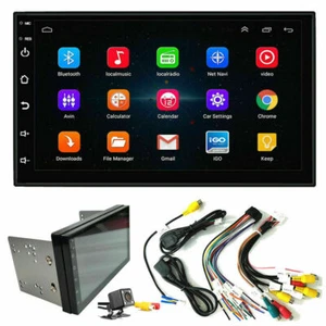 7" Double 2 DIN Android 10 Car Stereo MP5 Player GPS Nav WiFi BT FM Radio+Camera - Picture 1 of 20