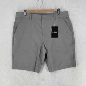 Libin Shorts Herren 36 grau 9" Schrittlänge leicht plissiert vorne Golf NEU $ 35 - Bild 1 von 10