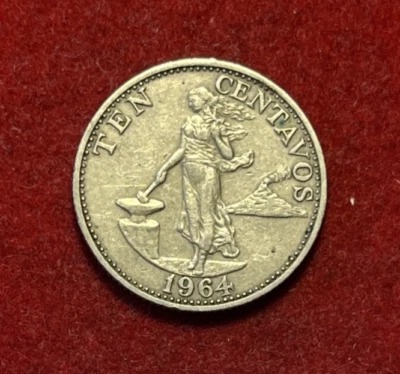 Philippines 10 Centavos 1964 Copper-Nickel-Zinc Coin KM#188 T6220 - Image 1 of 2
