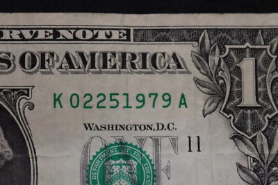 2017 ONE DOLLAR FANCY BIRTHDAY/ANNIVERSARY NOTE FEB 25, 1979  SN K 02251979 A - Image 1 of 3