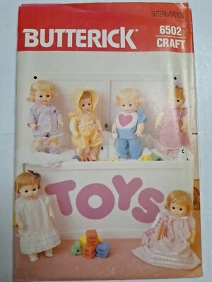 16" Doll Clothing Wardrobe Butterick 6502 Sewing Pattern UC Panties Dress Hat - Image 1 of 4