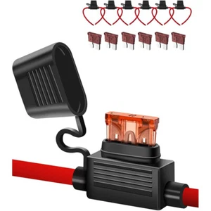 6×10 Gauge Inline Fuse Holder 10AWG Automotive Blade Fuse Holder & 6×40AMP Fuses - Picture 1 of 11