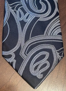 Structure Black Gray 100% Silk Men’s Neck Tie Made In China - Picture 1 of 9