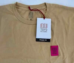 NWT Men's Med TOPO Designs S/S 100% Organic Cotton Tee TAN T-Shirt, Pink Label M - Picture 1 of 3