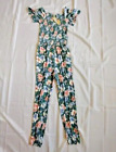 Bailey Lane Girls Smocked Floral Jumpsuit Milanie Size Xl Tapered Jogger Leg New