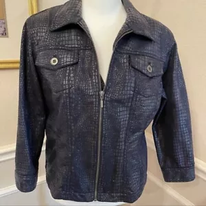 RUBY Rd Faux Snake Bomber Jacket Sz 10 - Picture 1 of 5