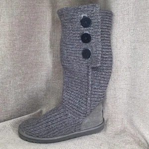 UGG Classic Cardy Boots Womens Size 9 Tall Knit Button Sheepskin F3011H 5819 - Picture 1 of 10