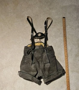Vintage German Lederhosen Leather Traditional Shorts Bergfreund Boys Youth Suede - Picture 1 of 17