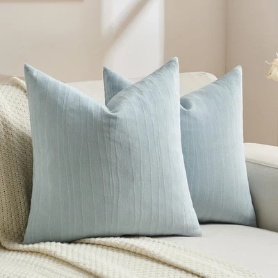 Juego de 2 fundas de almohada decorativas de chenilla gris azul 22x22 pulgadas, cr... Foto 1 de 4