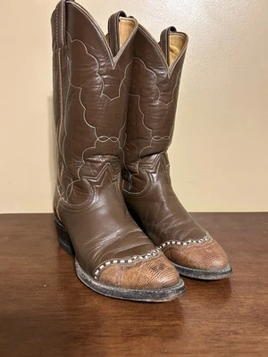 Botas Western Tony Lama De Colección Para Mujer 8 Puntera Lagarto Marrón Media Pantorrilla Foto 1 de 4