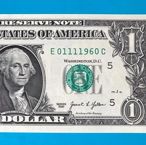 January 11, 1960 (E 01111960 C) BIRTHDAY $1 One Dollar Bill *UNC* - Picture 1 of 4