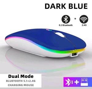 PC BT Wireless Mouse Rechargeable RGB Backlight Mice for iPad PC. 2.4GHz USB - Picture 1 of 18