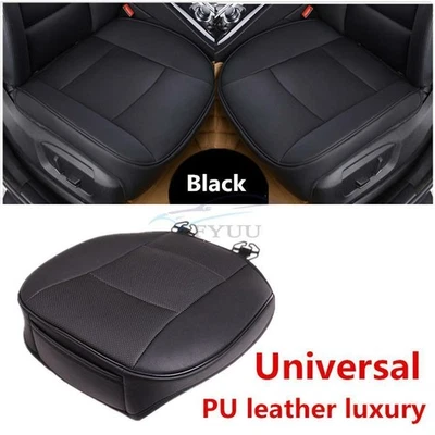 Universal Black PU Leather Luxury Car Front Seat Cover Cushion Seat Protect Pad - Image 1 of 4